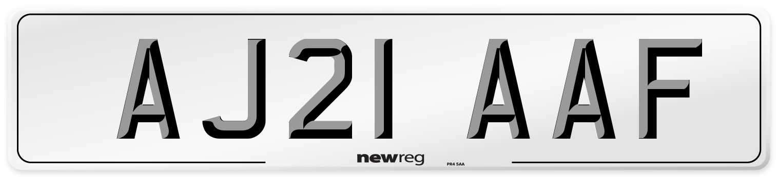 AJ21 AAF Number Plate from New Reg